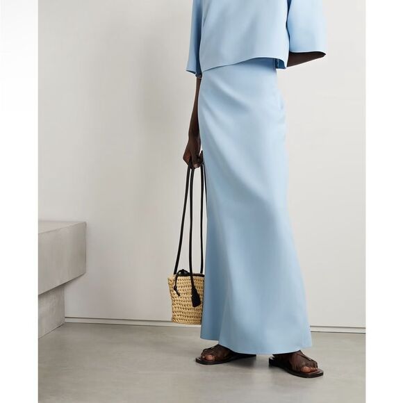 LAFAYETTE 148 | NEW Aerial Blue High Waisted Silk Blend Maxi Skirt Women’s 0 - Picture 1 of 16